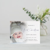 フォトオーバーレイスクリプトベビー1stクリスマスラグリー 箔シーズンポストカード (立ち正面)