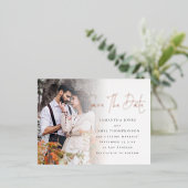 フォトオーバーレイスクリプト日付の実在保存 箔招待状ポストカード (立ち正面)