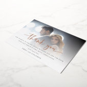 フォトオーバーレイバラ実在金ゴールドフォイルサンキューカード 箔招待状 (回転した状態)