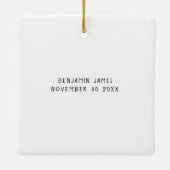 フォトオーバーレイベビー初めてのクリスマス名誕生日 セラミックオーナメント (裏面)