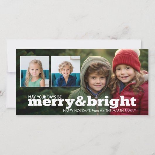 フォトオーバーレイメリーとブライトホリデーコラージュ シーズンカード (正面)