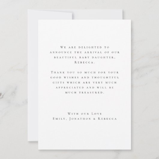 フォトオーバーレイモダンお誕生日おめでとうございます サンキューカード (裏面)