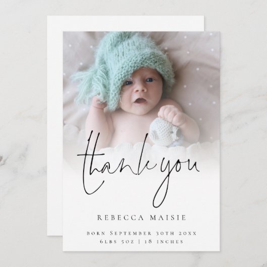 フォトオーバーレイモダンお誕生日おめでとうございます サンキューカード (正面/裏面)