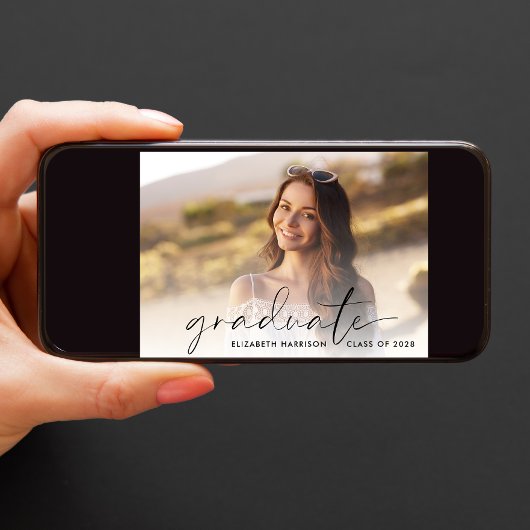 フォトオーバーレイモダンの卒業スクリプト 案内状