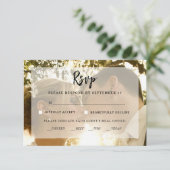 フォトオーバーレイモダンウェディングRSVPカード 出欠カード (スタンド正面)