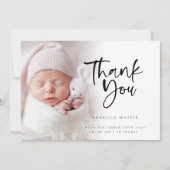 フォトオーバーレイモダンガールサンキュー誕生 案内状 (正面)