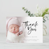 フォトオーバーレイモダンガールサンキュー誕生 案内状 (スタンド正面)