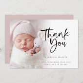 フォトオーバーレイモダンガールサンキュー誕生 案内状 (正面/裏面)