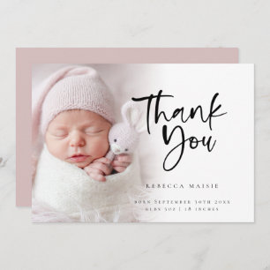 フォトオーバーレイモダンガールサンキュー誕生 案内状