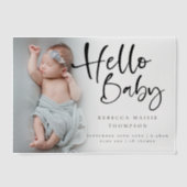 フォトオーバーレイモダンスクリプトの誕生発表 ベラム紙招待状 (正面)