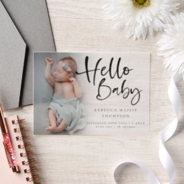 フォトオーバーレイモダンスクリプトの誕生発表 ベラム紙招待状