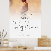 フォトオーバーレイモダンスクリプトウェルカムベビーシャワー ポスター (キッチン)