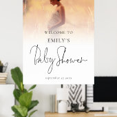 フォトオーバーレイモダンスクリプトウェルカムベビーシャワー ポスター (ホームオフィス)