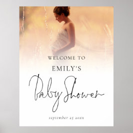 フォトオーバーレイモダンスクリプトウェルカムベビーシャワー ポスター