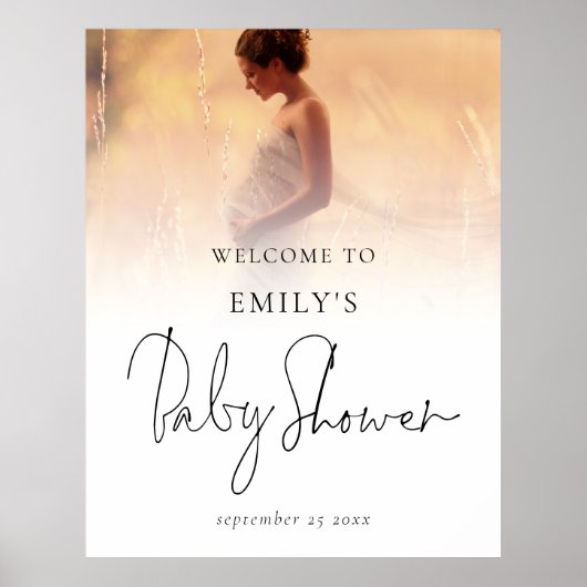 フォトオーバーレイモダンスクリプトウェルカムベビーシャワー ポスター (正面)