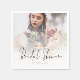 フォトオーバーレイモダンスクリプトブライダルシャワー スタンダードカクテルナプキン