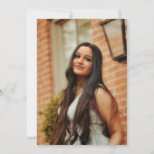 フォトオーバーレイモダンスクリプトブラック卒業パーティー 招待状 (裏面)