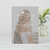 フォトオーバーレイモダンスクリプト卒業パーティー 招待状 (スタンド正面)