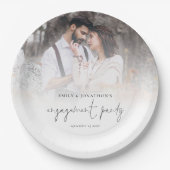 フォトオーバーレイモダンスクリプト婚約パーティ ペーパープレート (正面)
