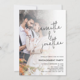 フォトオーバーレイモダンスクリプト婚約 招待状