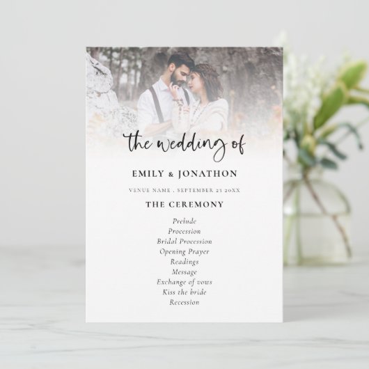 フォトオーバーレイモダンスクリプト結婚式 プログラム (スタンド正面)