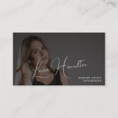 フォトオーバーレイモダンブラックQRコードメイクアップアーティスト 名刺 (正面)