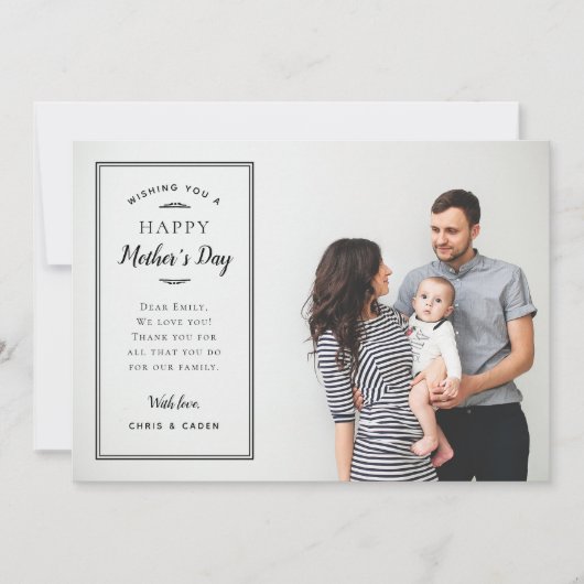 フォトオーバーレイモダンマザーのデイカード（妻の場合） 招待状 (正面)