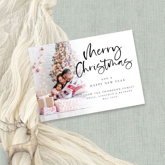 フォトオーバーレイモダンメリークリスマス シーズンカード