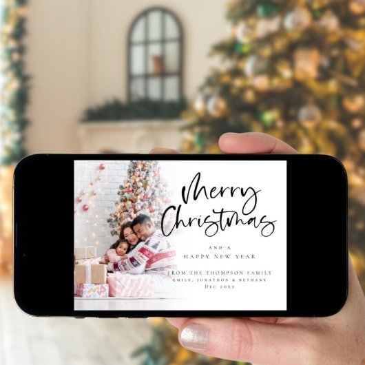 フォトオーバーレイモダンメリークリスマス シーズンカード