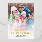 フォトオーバーレイモダンメリークリスマス 箔シーズンカード (正面)