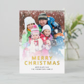 フォトオーバーレイモダンメリークリスマス 箔シーズンカード (立ち正面)