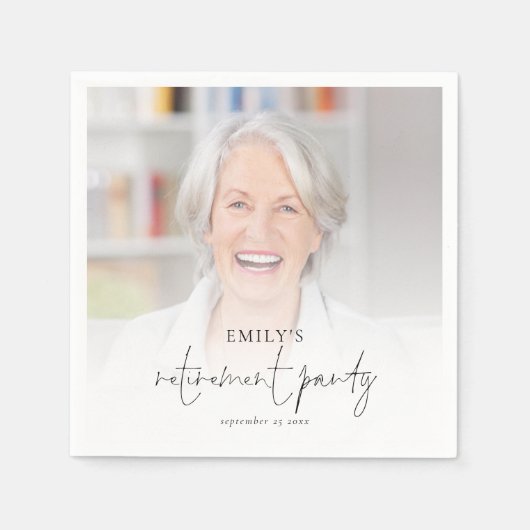 フォトオーバーレイモダンリタイアメントパーティーナプキンス スタンダードカクテルナプキン (正面)