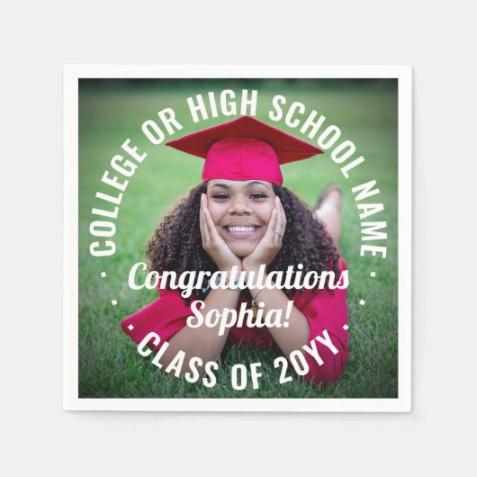 フォトオーバーレイモダン卒業おめでとう スタンダードカクテルナプキン (正面)