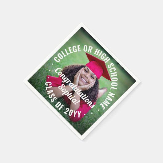 フォトオーバーレイモダン卒業おめでとう スタンダードカクテルナプキン (角)