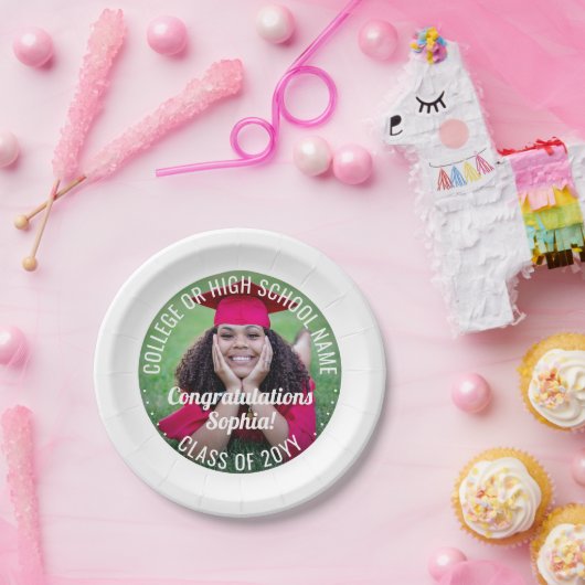 フォトオーバーレイモダン卒業おめでとう ペーパープレート (パーティー)