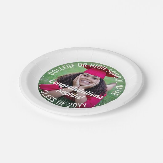フォトオーバーレイモダン卒業おめでとう ペーパープレート (アングル)