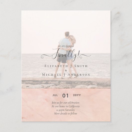 フォトオーバーレイモダン婚約パーティの発表 チラシ (正面)