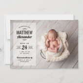 フォトオーバーレイモダン磁気出産の発表 マグネット招待状 (正面)