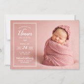 フォトオーバーレイモダン磁気出産の発表 マグネット招待状 (正面)