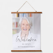 フォトオーバーレイモダン退職パーティーへようこそ 吊り下げ型タペストリー (正面)