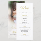 フォトオーバーレイモダン金ゴールドエレガントな結婚式 メニュー (正面/裏面)