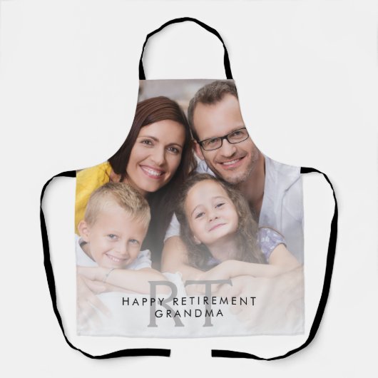 フォトオーバーレイモノグラムハッピーリタイアメント祖母 エプロン (正面)