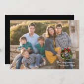 フォトオーバーレイモノグラムリースクリスマスフォト シーズンカード (正面/裏面)