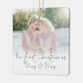 フォトオーバーレイ初めてのクリスマスミセス・ネームズ・イヤー セラミックオーナメント (左)