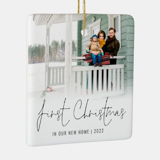 フォトオーバーレイ名の年初めてのクリスマスニューホーム セラミックオーナメント (右)