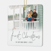 フォトオーバーレイ名の年初めてのクリスマスニューホーム セラミックオーナメント (左)