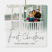 フォトオーバーレイ名の年初めてのクリスマスニューホーム セラミックオーナメント (裏面)