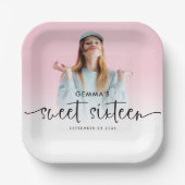 フォトオーバーレイ名日付スクリプトSweet sixteen ペーパープレート (正面)