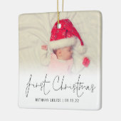 フォトオーバーレイ名日付ベビー初めてのクリスマスCeram セラミックオーナメント (左)