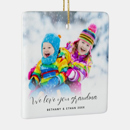 フォトオーバーレイ愛おばあちゃんの名前Year セラミックオーナメント (右)